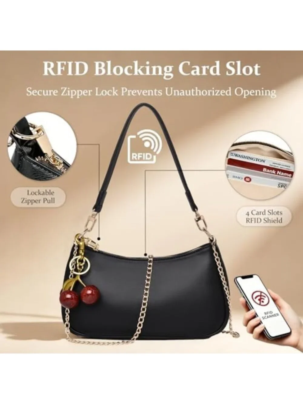 Chic Cherry Shoulder Bag for Women | Versatile Hobo Crossbody Clutch Handbag